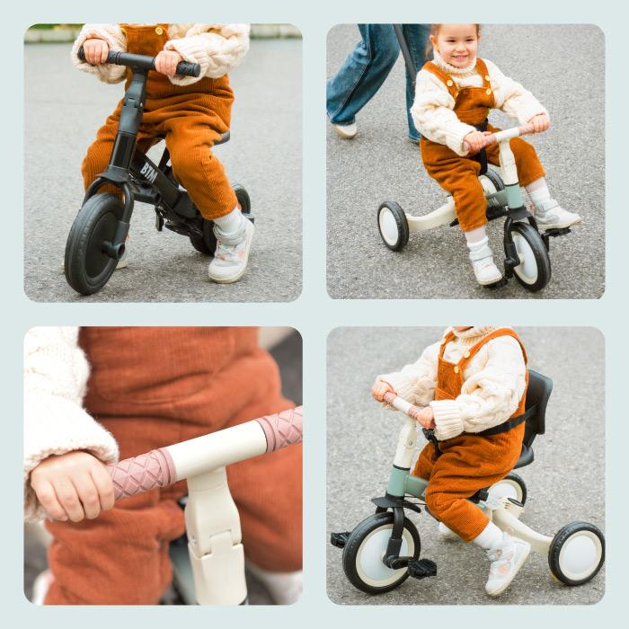 BTM 三輪車 かじとり 押し棒付き 折りたたみ 4WAY 子供用三輪車 乗用