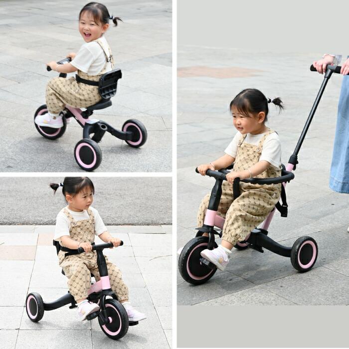 BTM 三輪車 5in1 押し棒付き かじとり 1歳 2歳 3歳 4歳 5歳 キック