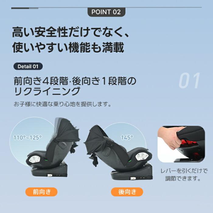 チャイルドシート 新生児 0歳〜12歳 360度回転式 ISOFIX R129適合 長く