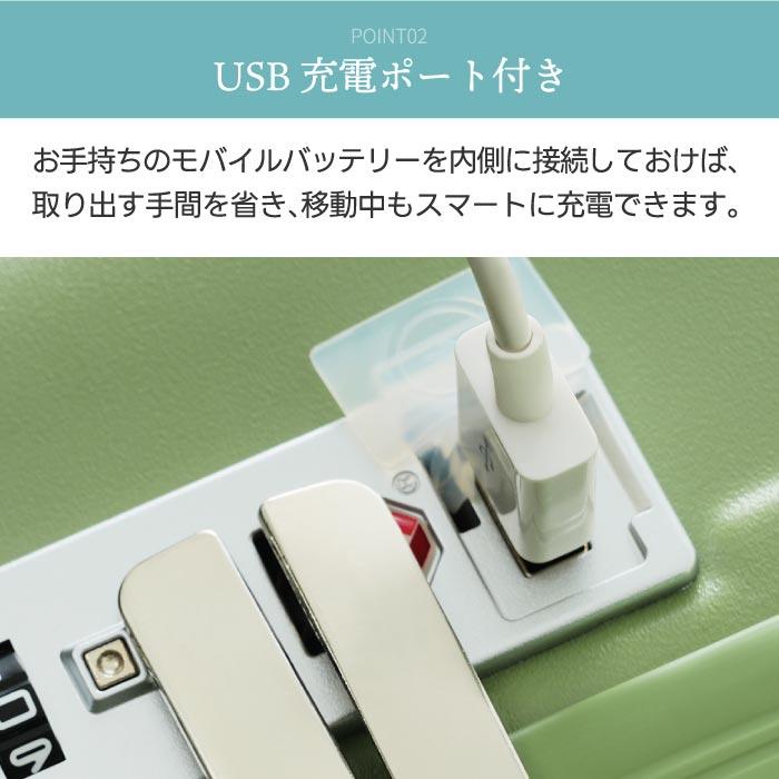 スーツケース 前開きUSBポート付きMサイズ カップホルダー付き ストッパー付き スーツケース Mサイズ フロントオープン USBポート付き ドリンク