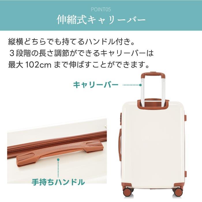 スーツケース Mサイズ 軽量 60.8L キャリーケース ストッパー付き
