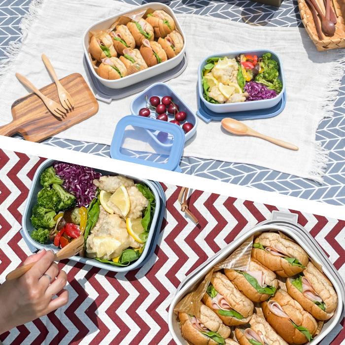 北欧 電子レンジ フードコンテナ 食器 おしゃれ サーキュラ レクタンギュラー 3個セット 浅型 角型 蓋付 保存容器 ボウル 電子レンジ 食洗機対応 収納 耐熱 耐冷