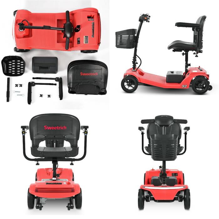 シニアカー 電動カート 折りたたみ 軽量 免許不要 電動シニアスクーター S2 4輪 電動車椅子 シルバーカー 高齢者 USB充電 転倒防止 LEDライト 耐荷重136kg 介護 |  | 09