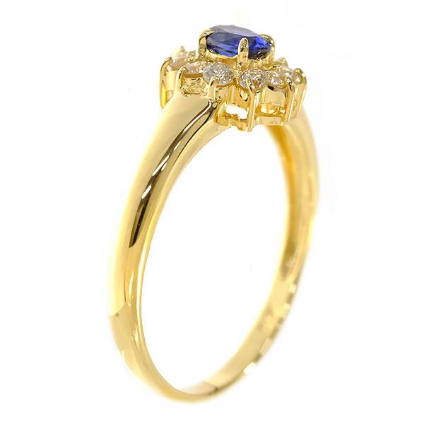 新品 K18 YG サファイア ダイヤモンド リング 750 取り巻き