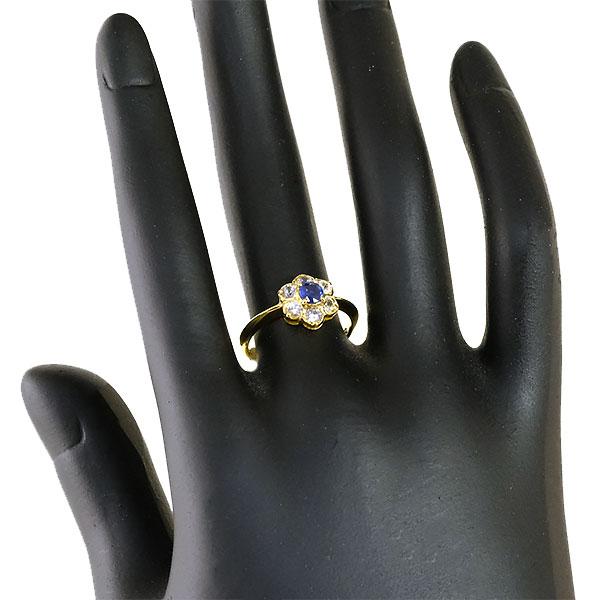 送料無料 本物 サファイアデザインリング 指輪 750 K18YG