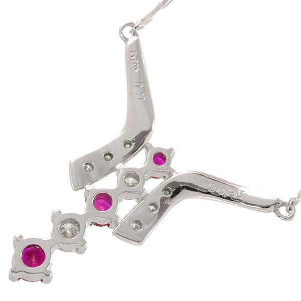 送料無料 本物 ルビーダイヤモンドネックレス PT900 PT850 プラチナ 