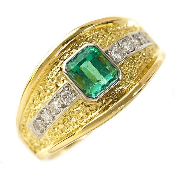 送料無料 本物 エメラルド ダイヤモンドリング 指輪 K18 PT900