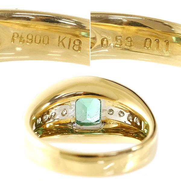 送料無料 本物 エメラルド ダイヤモンドリング 指輪 K18 PT900
