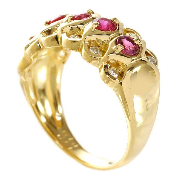 送料無料 本物 ルビーダイヤモンドリング 指輪☆K18YG イエロー  