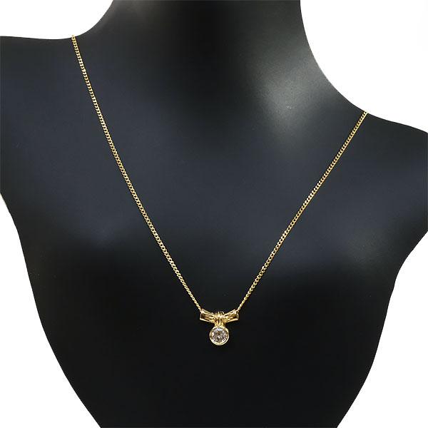 一粒ダイヤモンドネックレス 0.46ct K18 イエローゴールド 送料