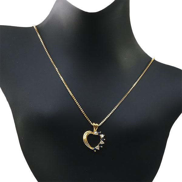 送料無料 本物 サファイア ダイヤモンドネックレス K18YG イエロー  