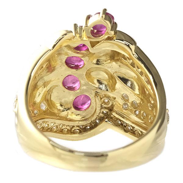 送料無料 本物 ルビーダイヤモンドリング K18YG ルビー1.08ct ダイヤ