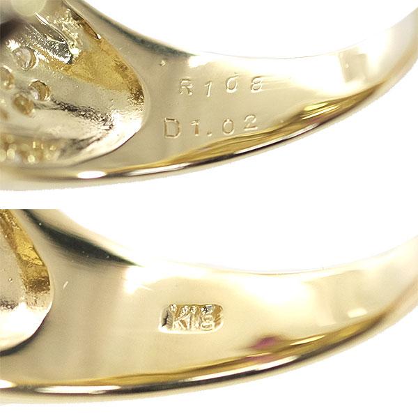 送料無料 本物 ルビーダイヤモンドリング K18YG ルビー1.08ct ダイヤ