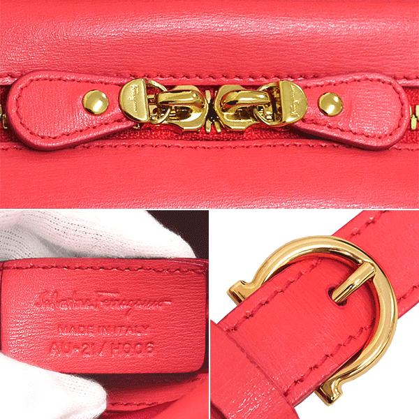 【未使用】フェラガモ ガンチョシティ ショルダーバッグ 21H006 レッド FERRAGAMO（フェラガモ） 送料無料 本物 極美品 ショルダーバッグ