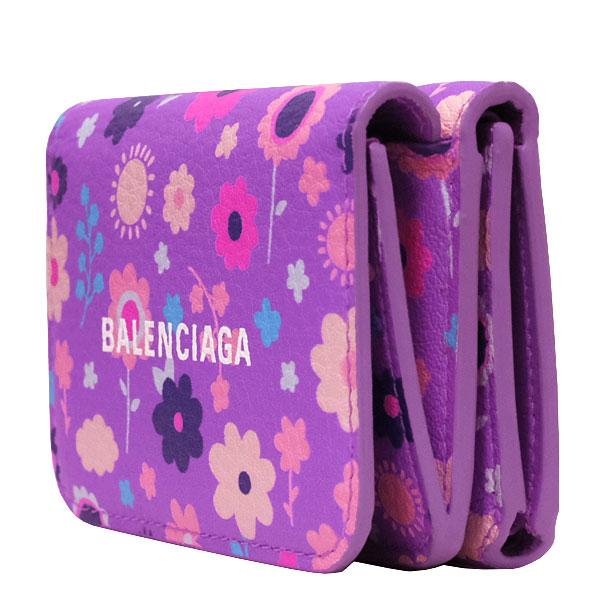 美品 バレンシアガ 三つ折り財布 クロコ レザー エブリデイ ブラック