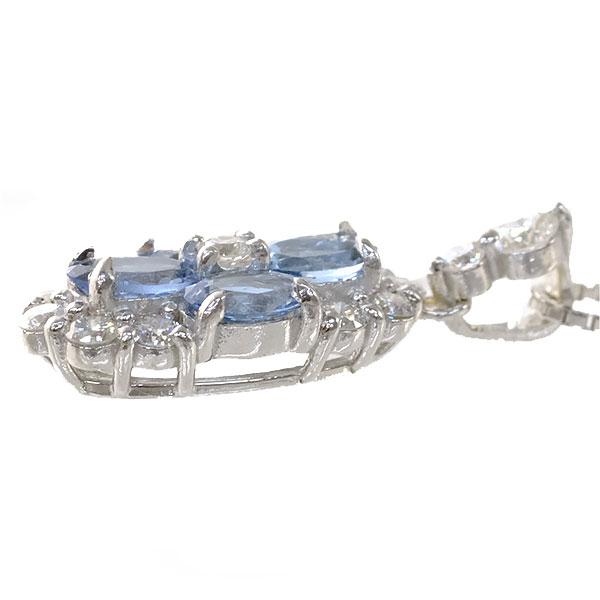 送料無料 本物 アクアマリンダイヤモンドネックレス K18WG ダイヤ0.07ct 0.04ct レディースペンダント おしゃれ キラキラ 可愛い_3