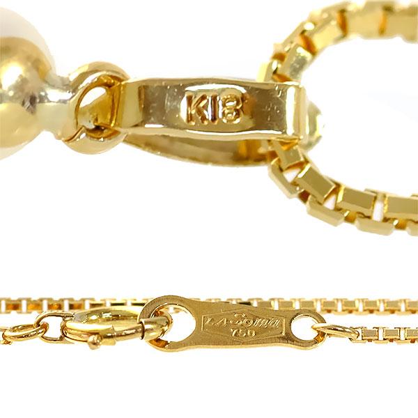 送料無料】【本物】パールデザインネックレス☆K18YGイエローゴールド  