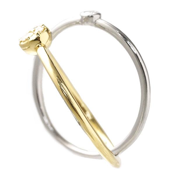 送料無料 本物 2連ダイヤモンドリング 指輪 K18YG PT900 ダイヤモンド  