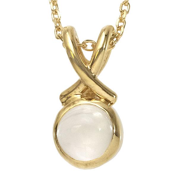 送料無料 本物 ムーンストーンデザインネックレス K18YGイエロー