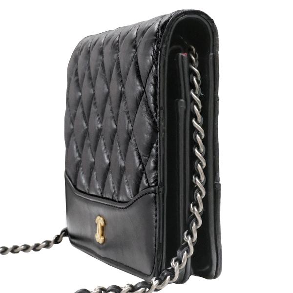 送料無料 本物 美品 CHANEL シャネル チェーンウォレット ガブリエル A84289 エイジドカーフスキン マトラッセ ブラック ヴィンテージ加工の画像