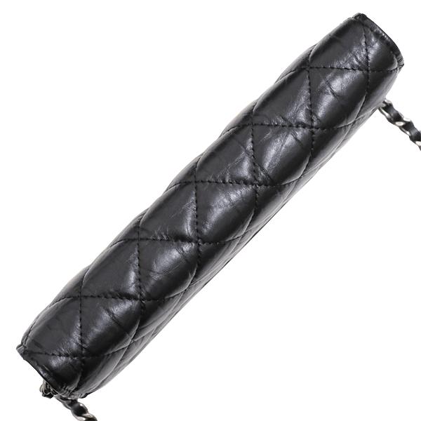 送料無料 本物 美品 CHANEL シャネル チェーンウォレット ガブリエル A84289 エイジドカーフスキン マトラッセ ブラック ヴィンテージ加工の画像
