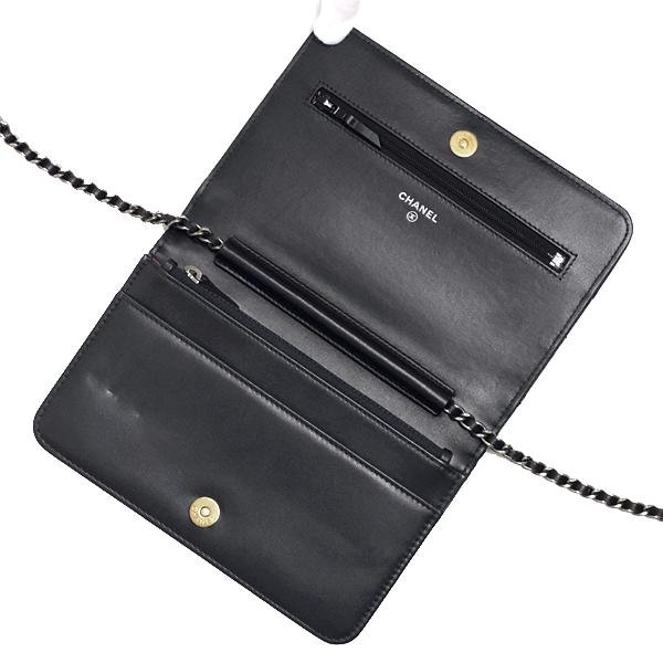 送料無料 本物 美品 CHANEL シャネル チェーンウォレット ガブリエル A84289 エイジドカーフスキン マトラッセ ブラック ヴィンテージ加工の画像