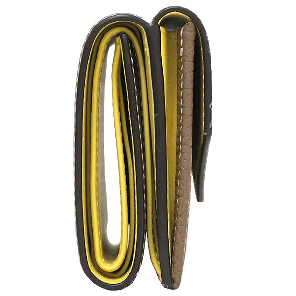 ボナベンチュラ　三つ折り財布　グレージュ　エトープ　イエロー　レザー　正規品 BONAVENTURA（ボナベンチュラ） 送料無料 本物 美品 スモール
