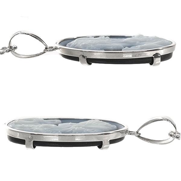 送料無料 本物 カメオデザインネックレス K18WGホワイトゴールド