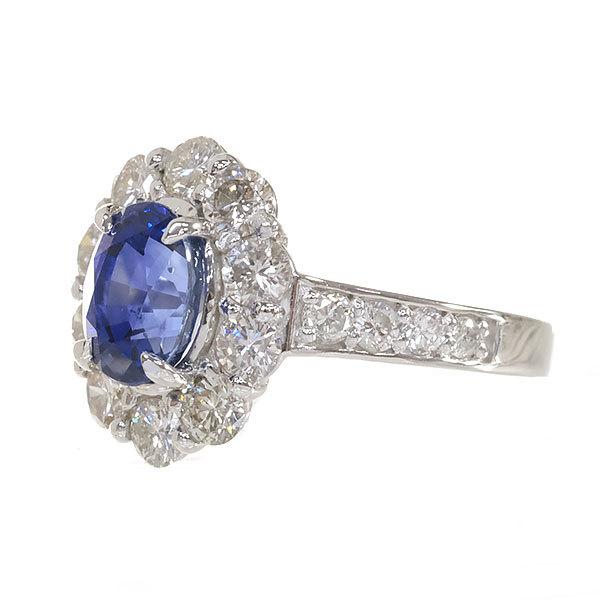 送料無料 本物 サファイアダイヤモンドリング 指輪 PT950 プラチナ  