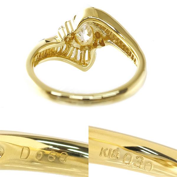 送料無料 本物 ダイヤモンドリング 指輪 K18YG ダイヤ0.30ct 0.68ct 12  