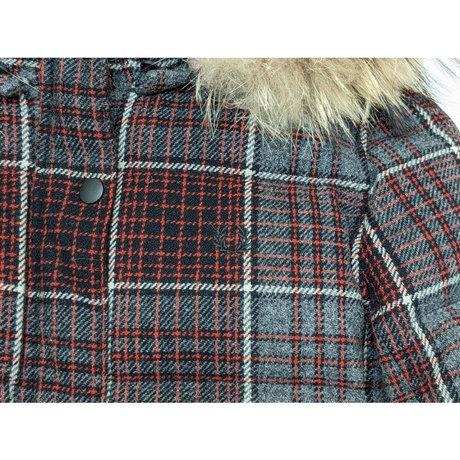 【人気アイテム】フレッドペリー　ウールコート　チェック柄　Lサイズ FRED PERRY フレッドペリー ウールチェック柄フードダウンジャケット