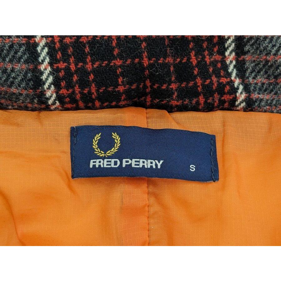 FRED PERRY フレッドペリー ウールチェック柄フードダウンジャケット 