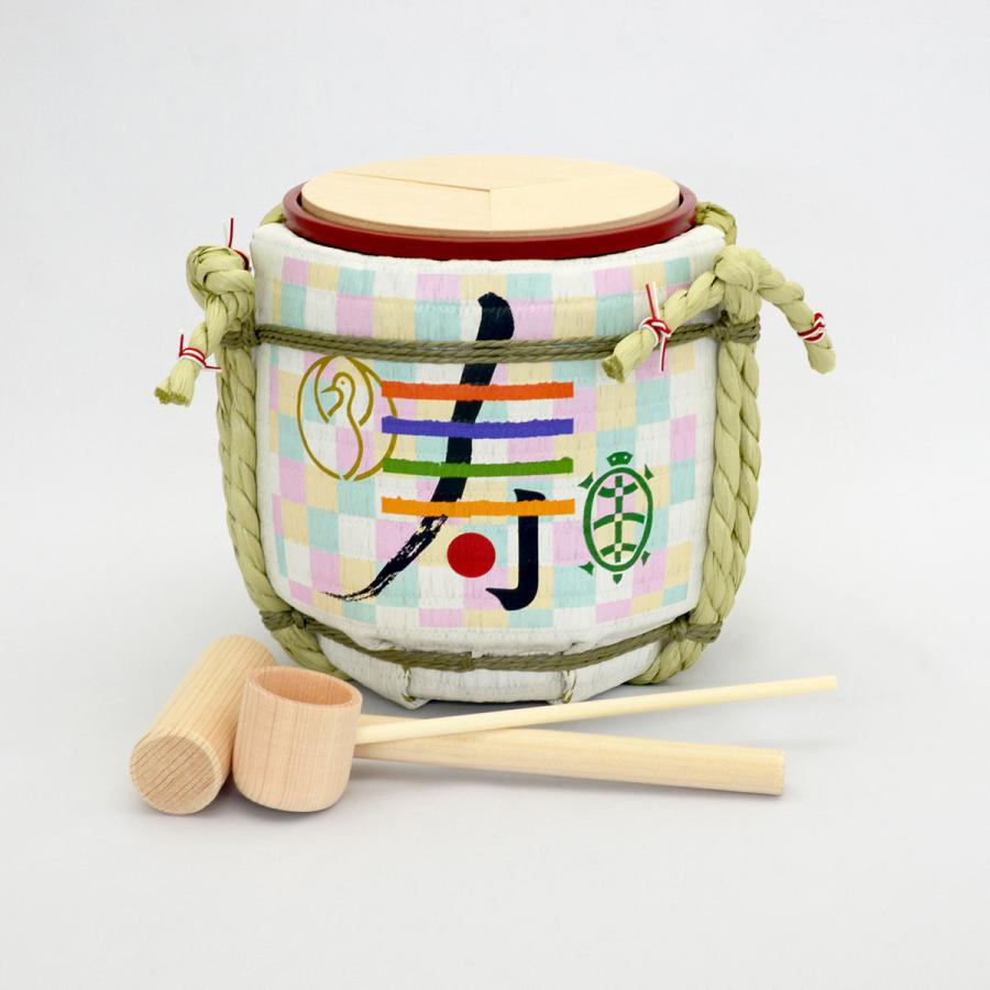 ミニ鏡開きセット 寿（千鳥格子） : 明治創業菰樽専門店岸本吉二商店