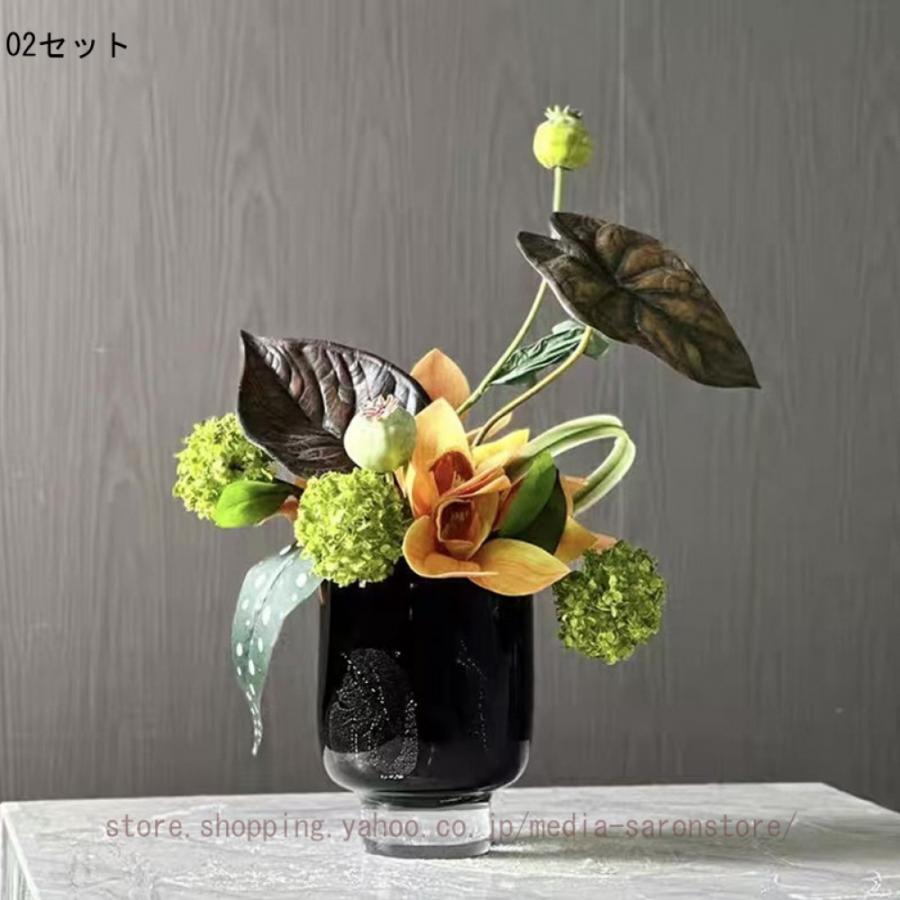 造花 人工観葉植物 フェイクフラワーアレンジメント 陶器花瓶 リビング 卓上 玄関 テーブル インテリア 室内 空間彩り 置物 生け花 リアル 美しい 長期間_4