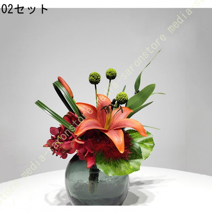造花 人工観葉植物 フェイクフラワーアレンジメント 陶器花瓶 リビング 卓上 玄関 テーブル インテリア 室内 空間彩り 置物 生け花 リアル 美しい 長期間_7