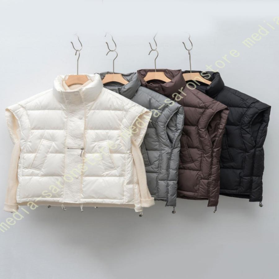 ダウンベスト レディース 黒 白 軽量 ショート丈 アウター ダウン