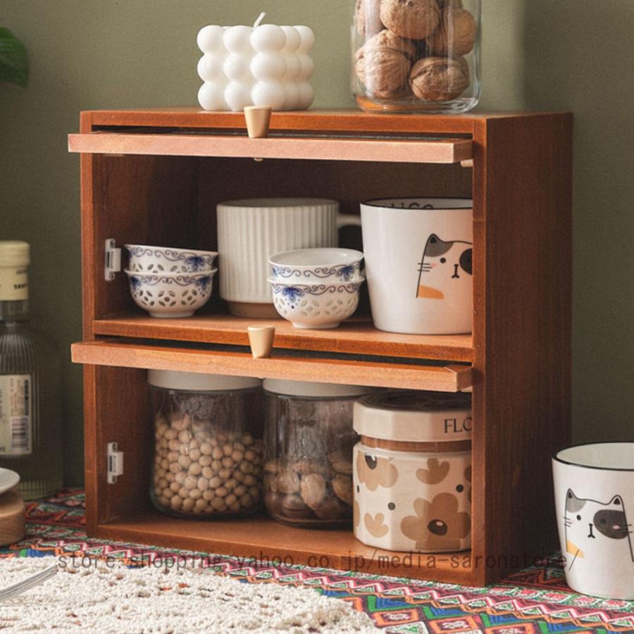 食器棚 木製 小型 おしゃれ 卓上収納 カップボード 上置き