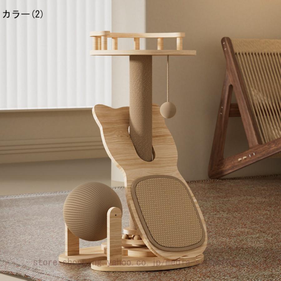 キャットタワー ミニ 猫タワー 猫ツリー 据え置き 爪とぎ おしゃれ シンプル ポンポンおもちゃ 子猫 シニア 低い キャットランド 展望台 遊び場 安定性_4