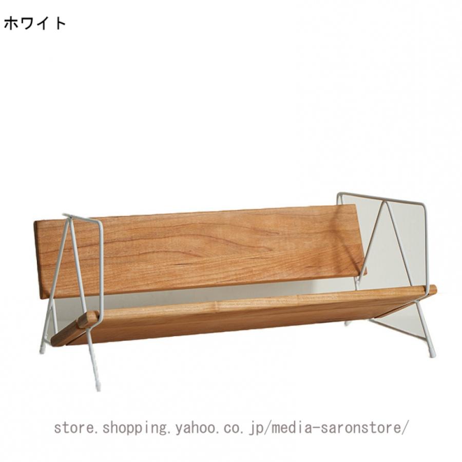 ベンチ ウッド ステンレス ブックスタンド 机上 本棚 木製 天然木