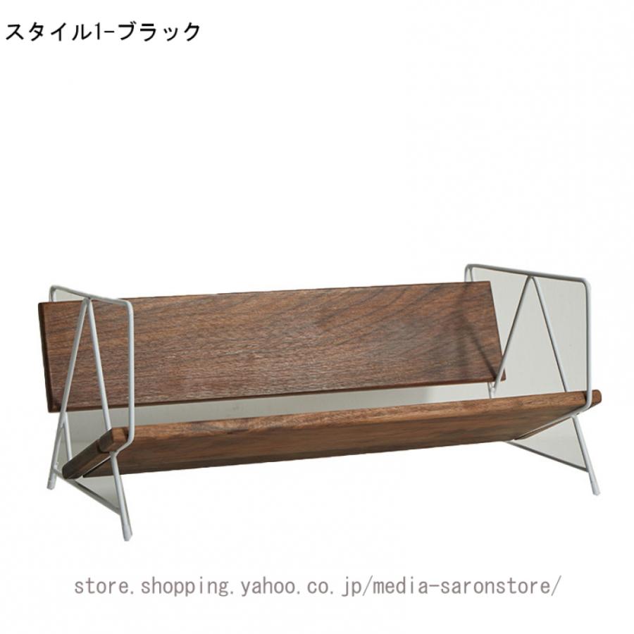 ベンチ ウッド ステンレス ブックスタンド 机上 本棚 木製 天然木