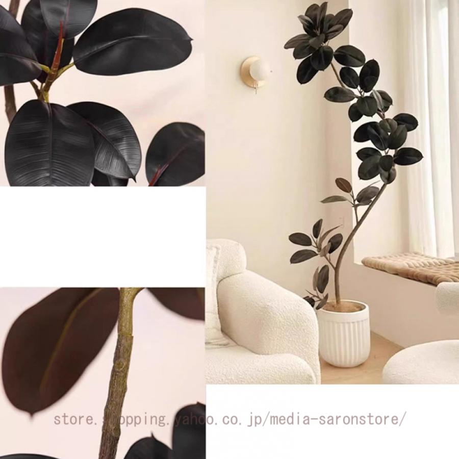 フェイク ゴムノキ 高さ180cm フェイクグリーン 人工観葉植物 大型 フェイク植物 造花 インテリア 室内 屋外対応 水やり不要 枯れない 盆栽植物 装飾 玄関の画像