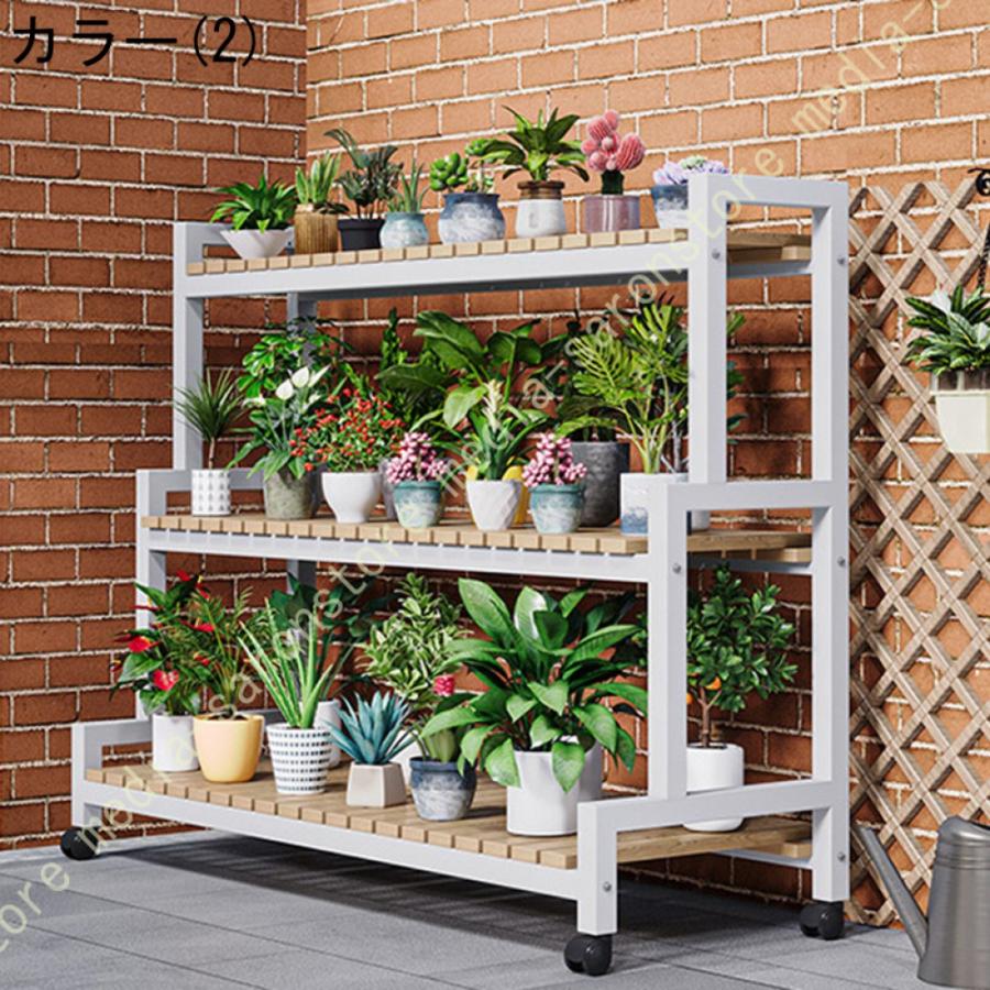 フラワースタンド プランタースタンド ガーデンラック ガーデニング 観葉植物ラック 収納ラック 3段 花台、キャスター付き 植物棚 室内 屋外 おしゃれ_4