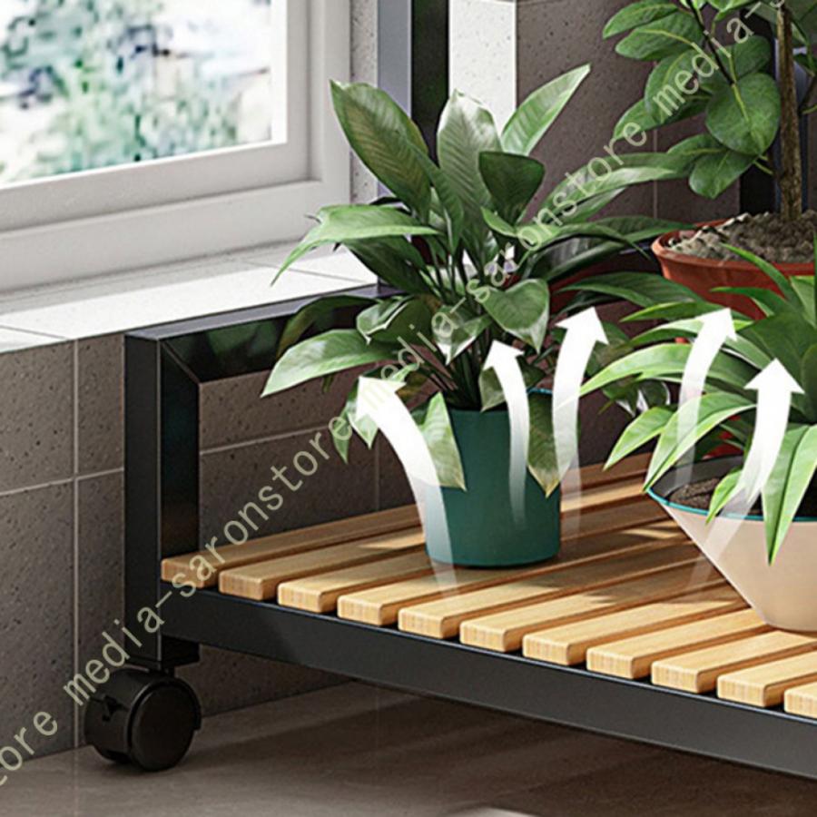 フラワースタンド プランタースタンド ガーデンラック ガーデニング 観葉植物ラック 収納ラック 3段 花台、キャスター付き 植物棚 室内 屋外 おしゃれ_9
