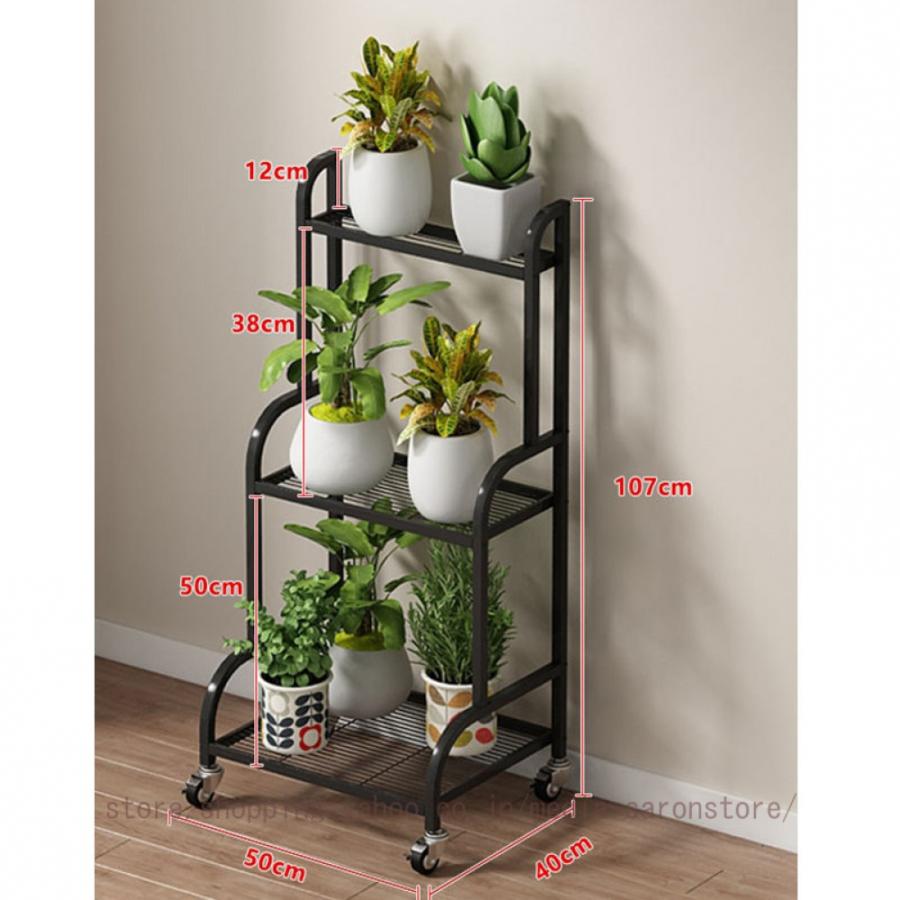 フラワースタンド プランタースタンド 3段 幅50/60/80/100cm 花棚 階段式 収納ラック 簡単組み立て 防錆 防食 ハンギング フラワーラック ベランダの画像
