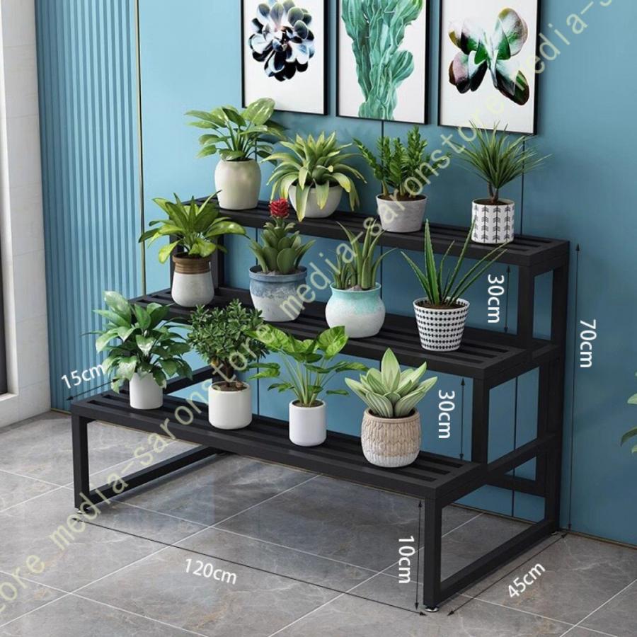 プランタースタンド ガーデンラック フラワースタンド 鉄製 屋外 園芸ラック 鉢植え スタンド 植物棚 屋内 3段 錬鉄製 金属製植物スタンド 観葉植物台