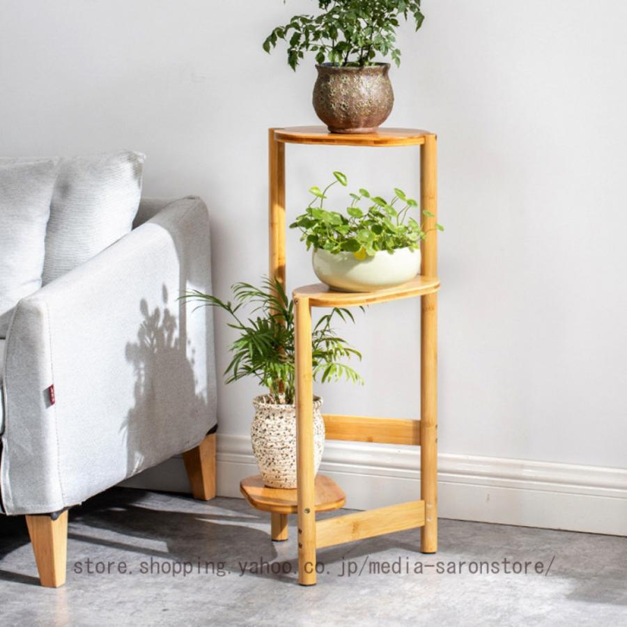 木製三段の植木鉢スタンド フラワースタンド 花台 3段 プランタースタンド 竹製 おしゃれ 鉢置き
