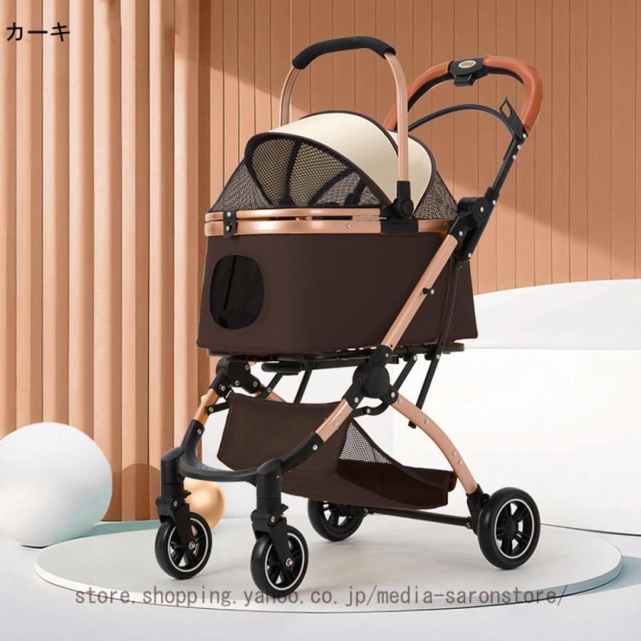 【カーキ+千鳥格子】ペットカートアルミ製 分離式 取り外し可能 折りたたみ 多頭 楽天市場】【動画あり】ペットカート 分離式 2way 取り外し可能