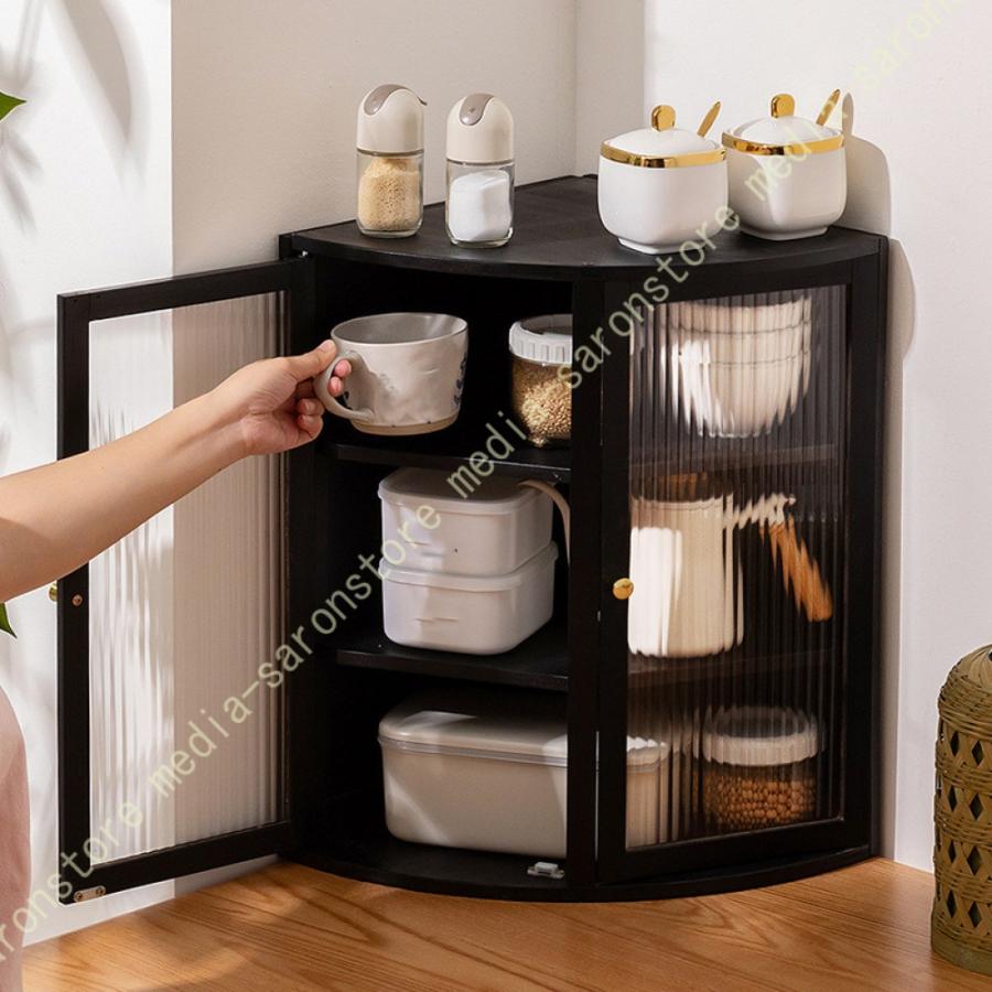 コーナーキャビネット 三角収納食器棚 コーナー収納キャビネット多機能