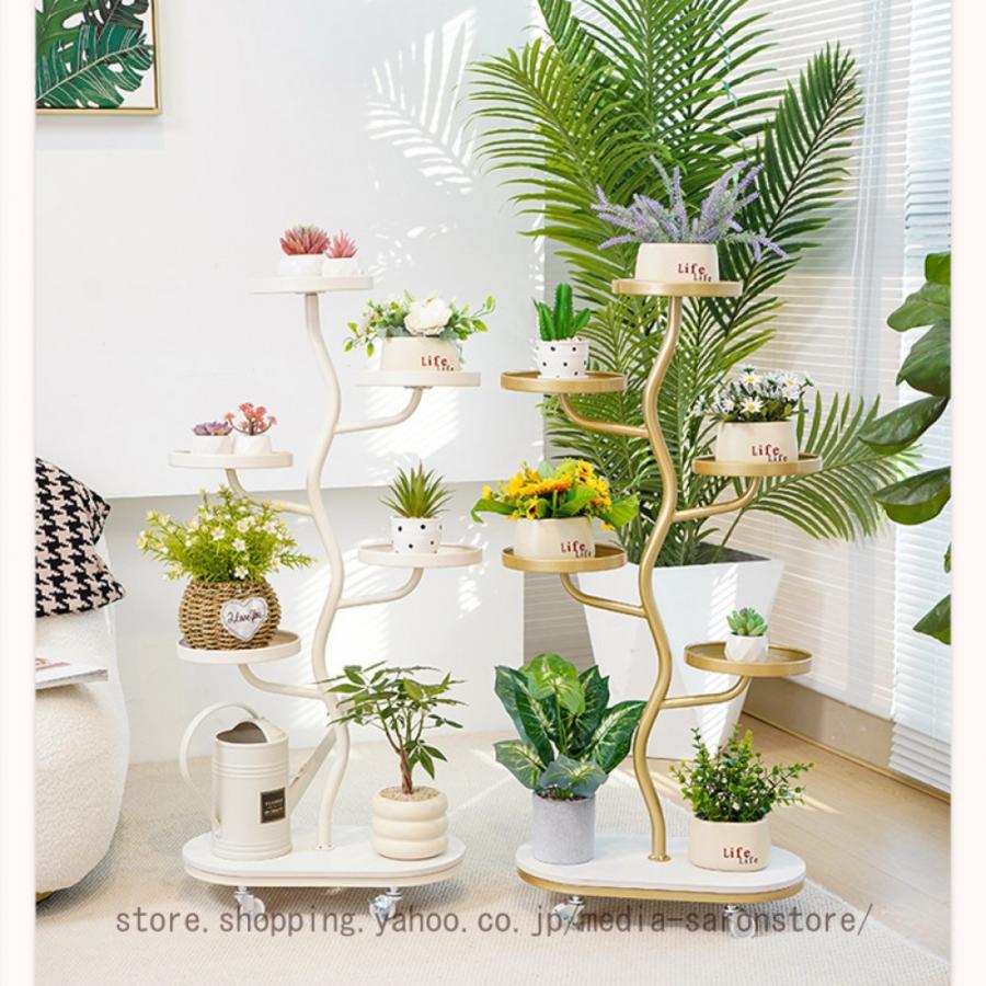 観葉植物ラック フラワースタンド 花台 キャスター付き 植物棚 室内