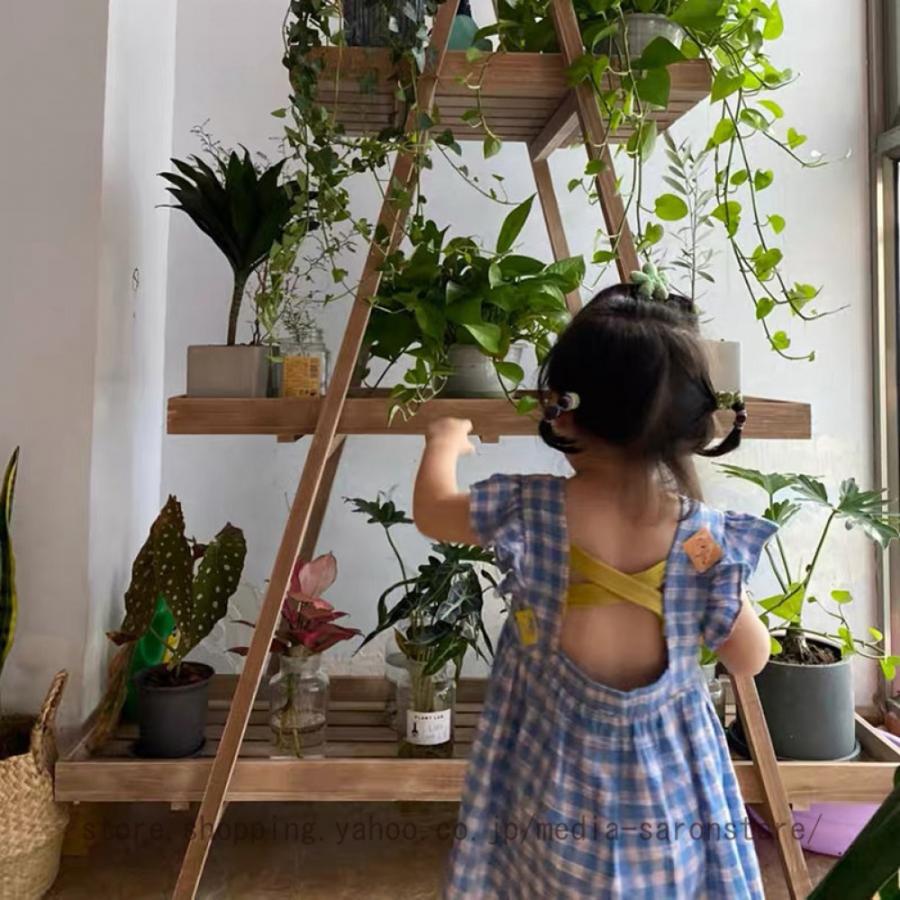 フラワースタンド 屋外 室内 3段 花台 木製 観葉植物 台 園芸ラック